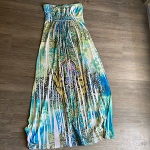 Summer colored strapless Maxi dress